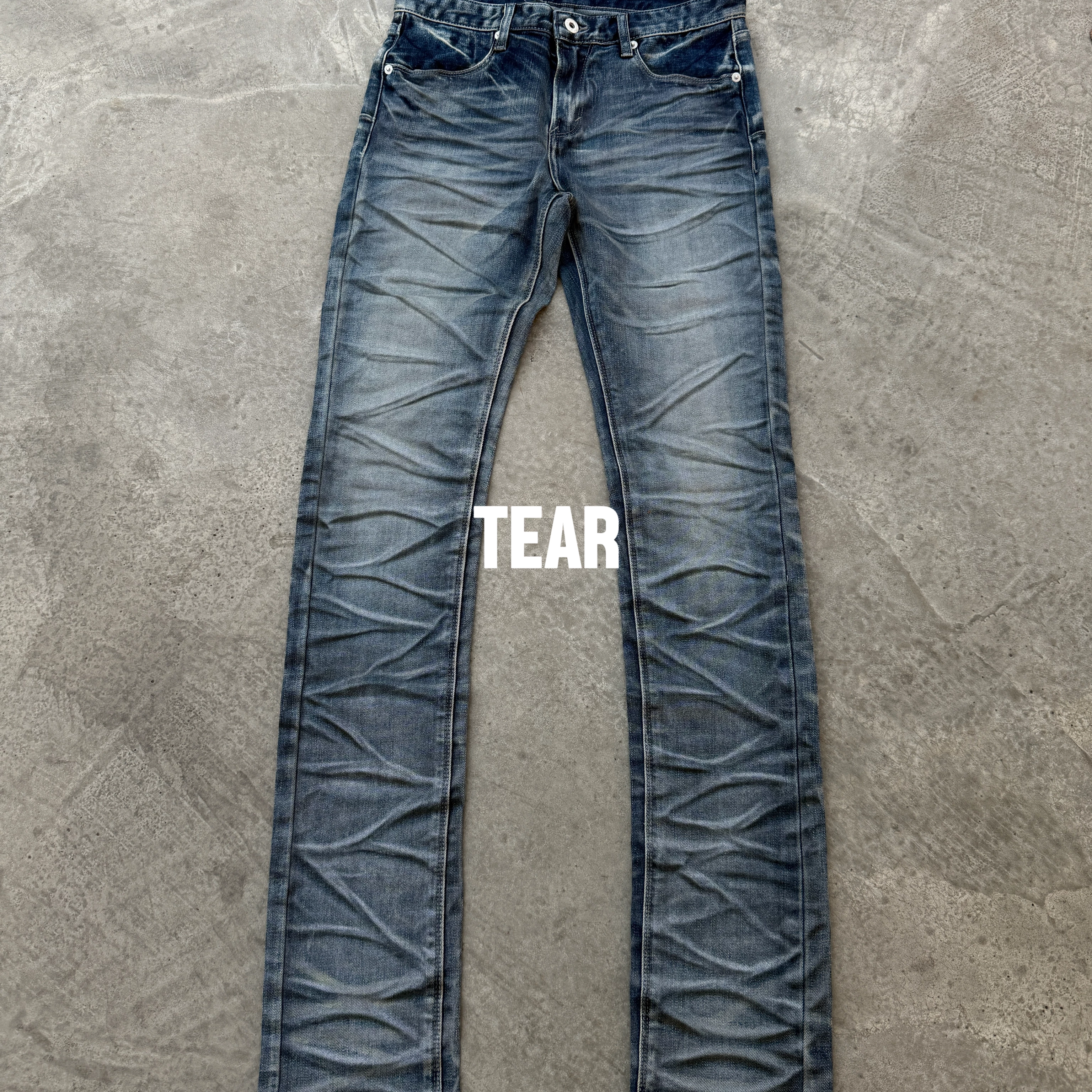 Tearing Paradise TEAR Blue Water Ripple Cat Beard Sparkling Powder Make Old Slimming Jeans Pants Skinny