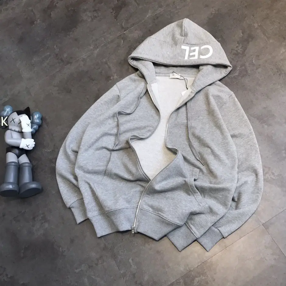 CELINE Grey Zip Up Hoodie