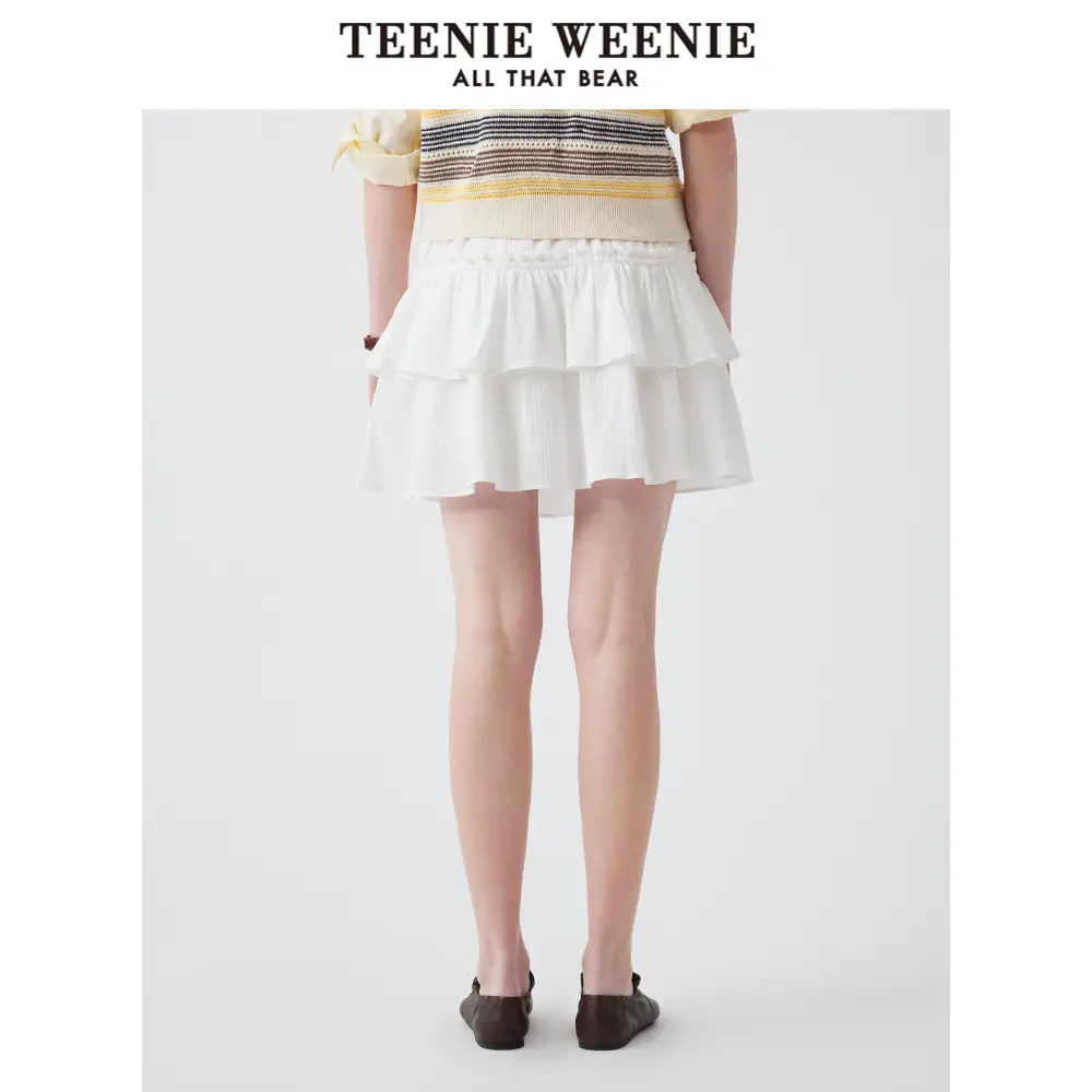 Teenieweenie Bear Women's 2025 Summer New arrival Sweet White Puffy Cake Skirt Short skirt
