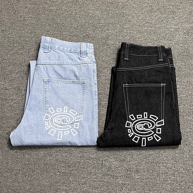 Sun Roll Print Trousers, Basic Washed Jeans