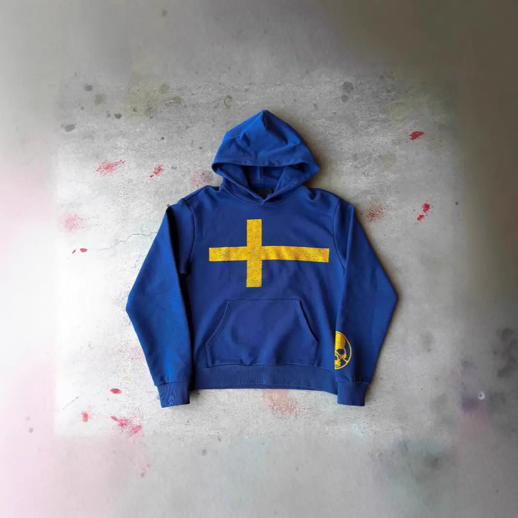 European and American Cross-Border American Trendy Fashion Hip-Hop Pullover Jacket Personalized Street Retro Style Loose Hooded Sweatshirt