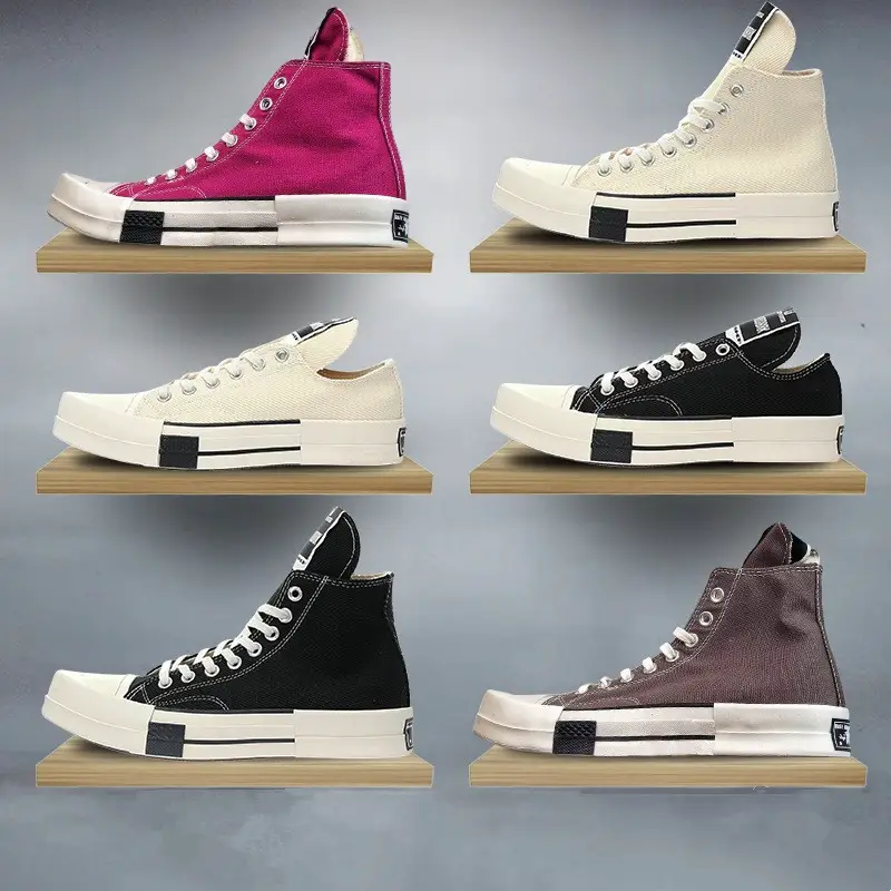 RO shoe collaboration high cut thick soled square toe canvas shoes for couples RICKS niche low cut OWEN casual shoes for men and women