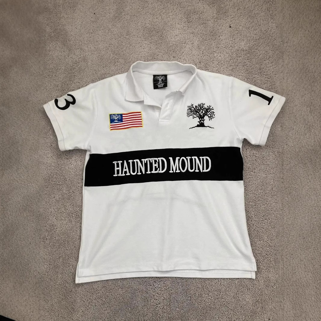 European and American Foreign Trade Casual Polo Collar T-shirt New haunted mound Embroidered Digital Short Sleeve Top Cross-border