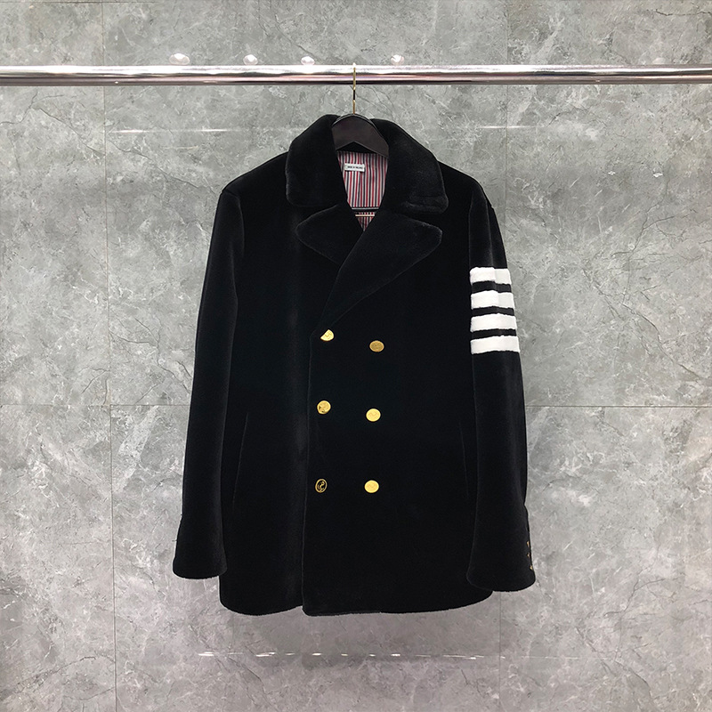 Dongguan brand factory direct tb mink velvet coat thickened fur coat autumn and winter double-breasted coat