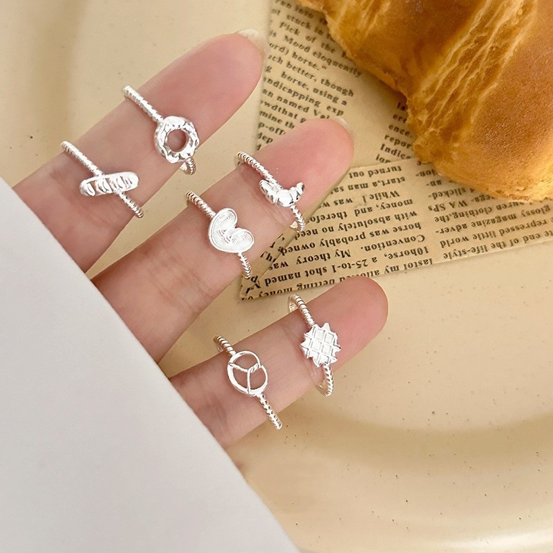 Bread Donut Ring for Women, Cute, Fashionable, Stylish, Stackable, Popular New Model, Open-Ended Ring, Index Finger Ring, Trendy