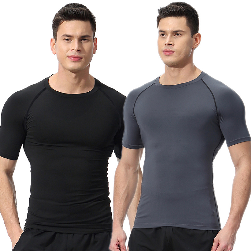 Sige Tu Cross-Border Fitness Clothing for Men, Summer High-Elastic Breathable Quick-Dry T-Shirt, Basketball Running Short-Sleeve Sports Compression Shirt