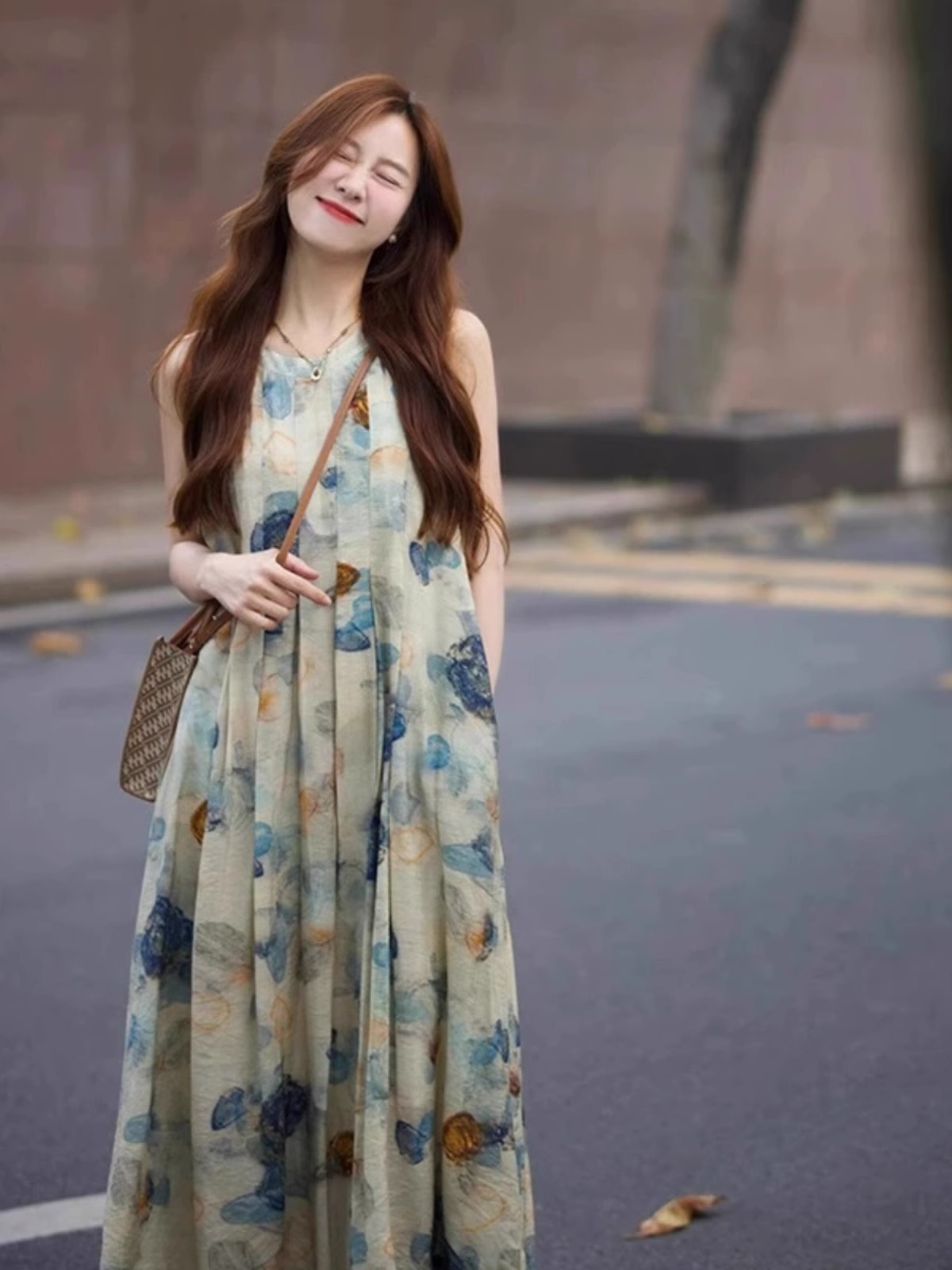 Ink Painting Vest Dress Niche Design 2025 Spring and Summer New Retro Literary Elegant New National Style Long Skirt