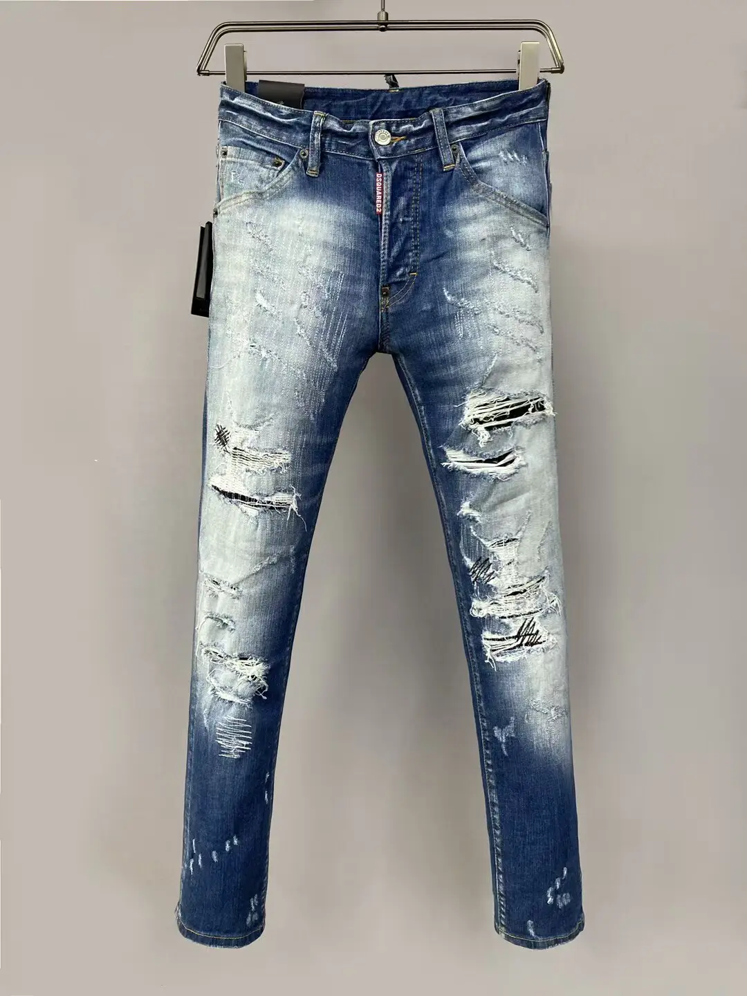 Dsquared2 jeans 2025 new perforated square d2 men's slim fit small leg pants with complete three standards