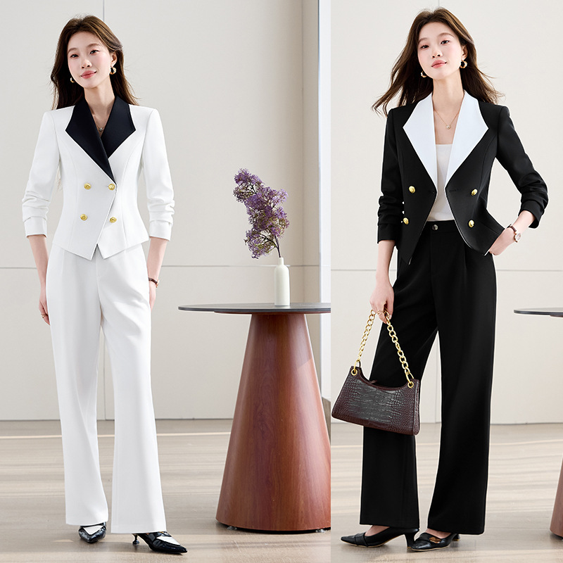 Fashionable Women's Suit, High-End Elegant White Short Blazer Two-Piece Set for Petite Women, Complete Outfit