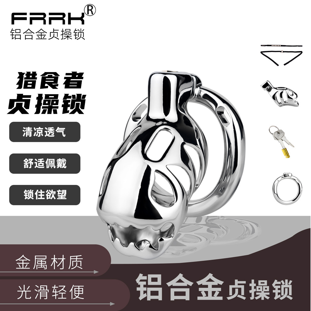 Fr-3136 Men's Metal Cb Lock Wolf Tooth Chastity Lock Wearable Penis Cage Transvestite Ring Masturbation Lock Sex Props