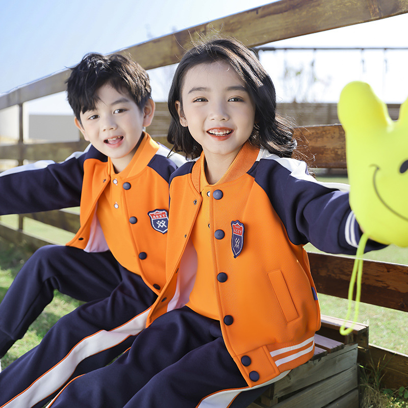 Children's Baseball Clothing Sports Suit Kindergarten Garden Clothing British Style School Uniform Primary School Students' Class Clothing Spring and Autumn Clothing Three-piece Set