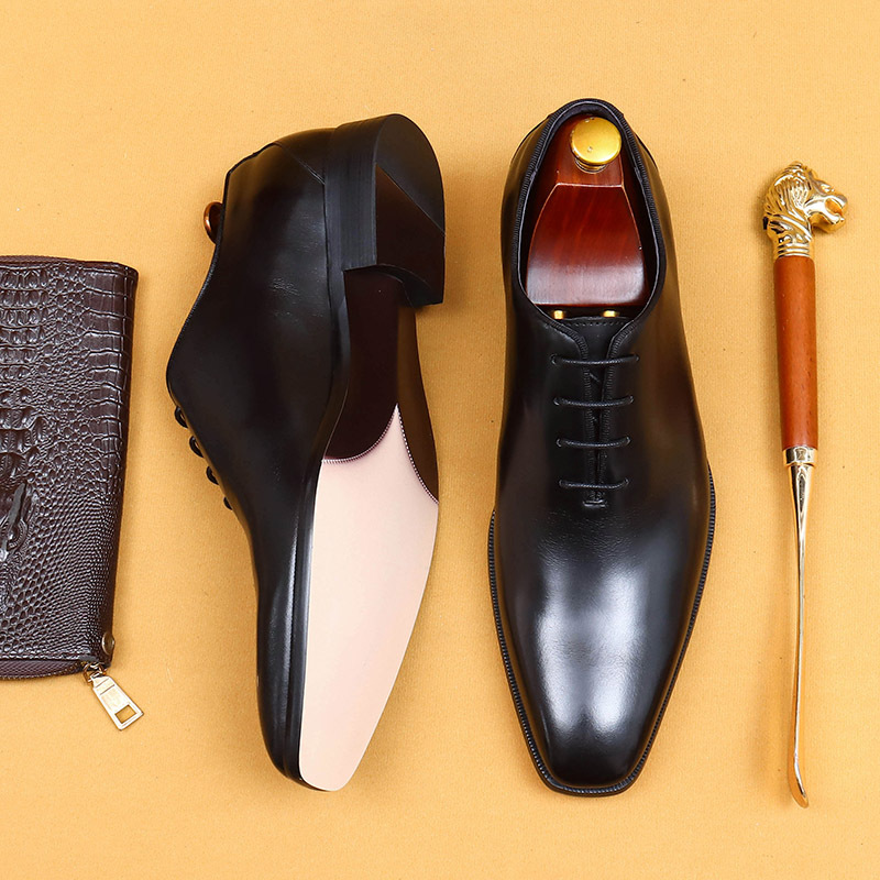 [vip for] one-piece Oxford shoes men's leather handmade shoes British business dress pointed wedding shoes