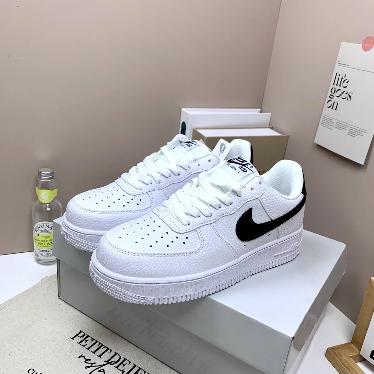 全皮高版本头层皮NK Air Force 1 Low AF1 空军一号低帮白黑荔枝休闲运动鞋