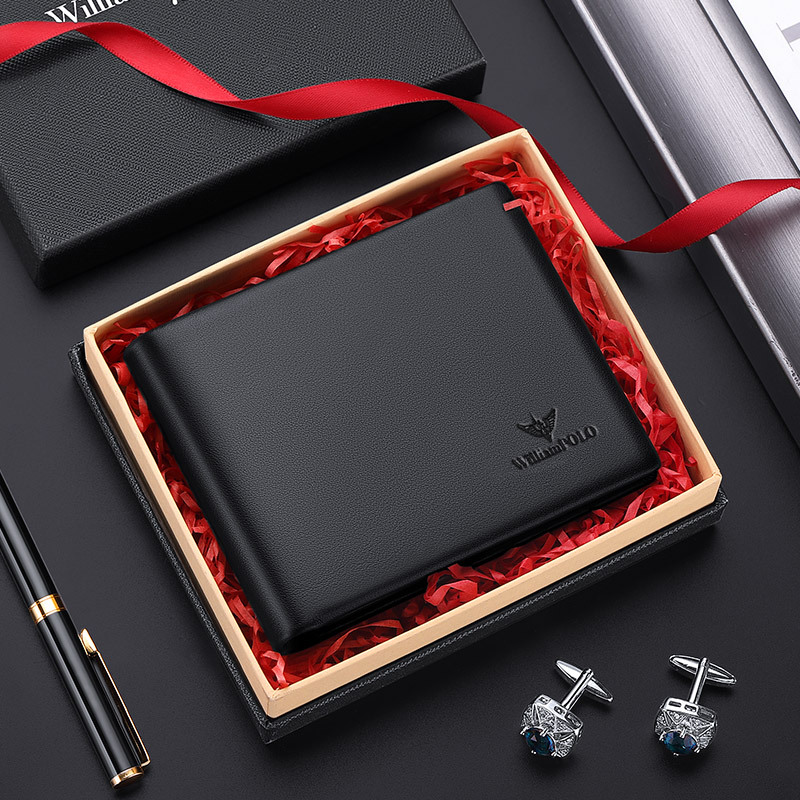 Emperor Paul Wallet Men's Multi-Card Slot Anti-Theft Short Genuine Leather Wallet Business Cowhide Wallet Gift Box Set for Gifting