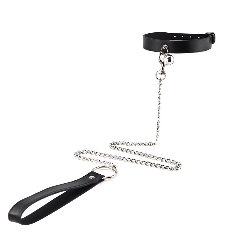 Fun sm bell collar with traction husband and wife flirting and training props pu collar female adult supplies a generation of hair