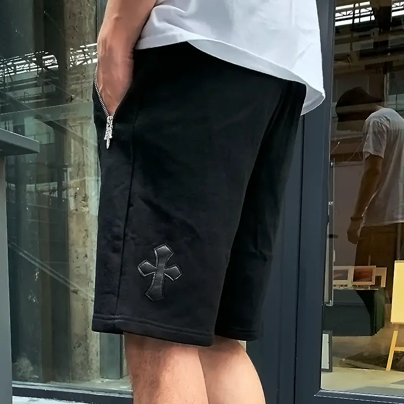 23 Stylish Street Trendy Youth Street Fashion Summer Loose Elastic Waistband for Men and Women with Zipper Half Length shorts