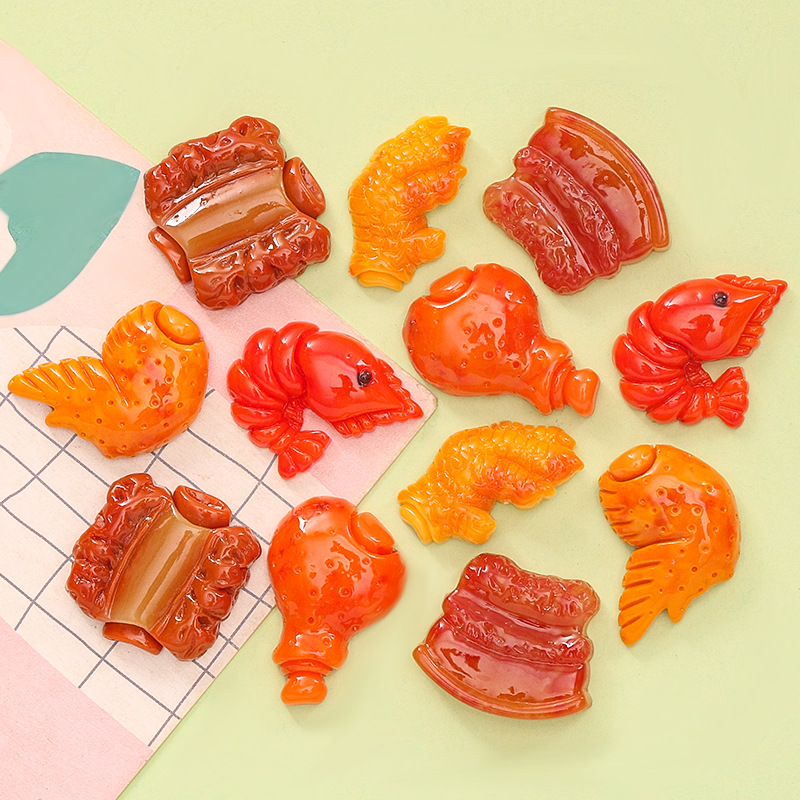 Simulated pork belly ribs chicken leg Diy cream glue mobile phone case refrigerator sticker hairpin shoe buckle resin accessories