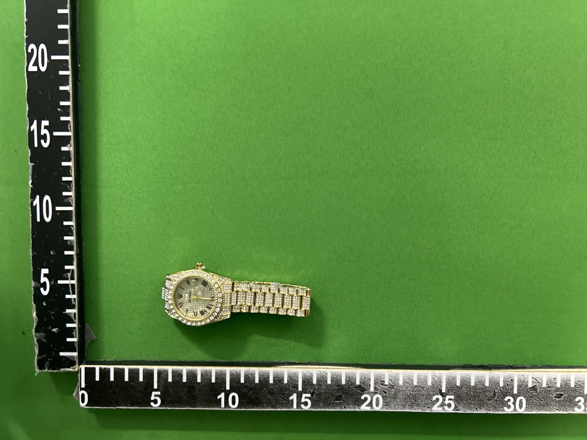 Gold Tone Crystal Bezel Quartz Watch