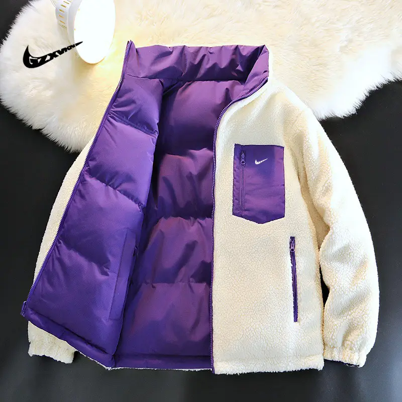 2024 winter new double-sided wear lamb wool cotton jacket youth fashion warm outdoor tide men and women couple tops