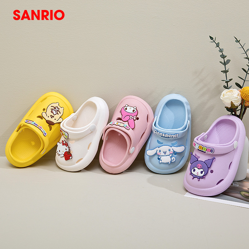 Sanrio Children's Slippers Summer Baby Home Cute Toddler Girls' Hole Shoes Soft Sole Lightweight Non-slip Bath