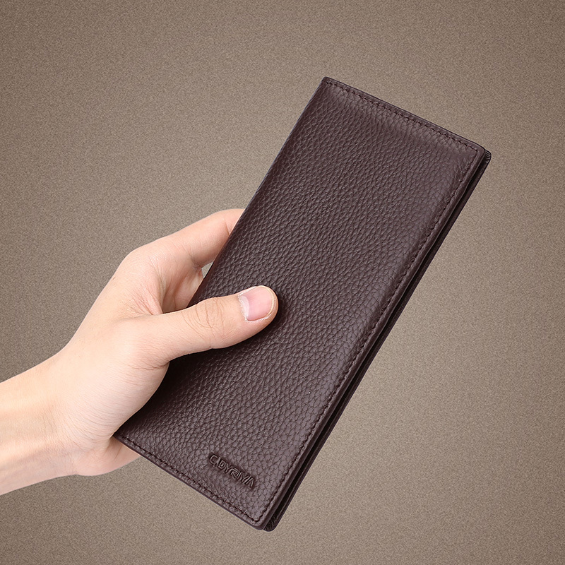 Wallet men's long leather new first layer leather leather zipper wallet multi-functional thin wallet card bag wholesale