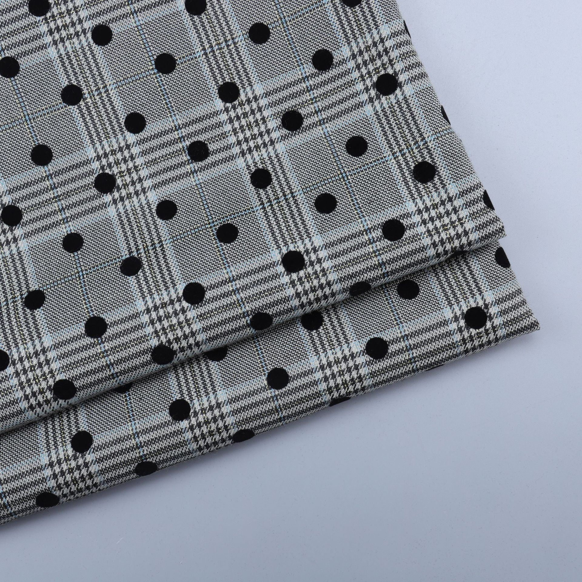Polyester Yarn-dyed Houndstooth Gold and Silver Fabric Suit Coat Luggage Shoes Hat Decorative Polka Dot Flocking Fabric