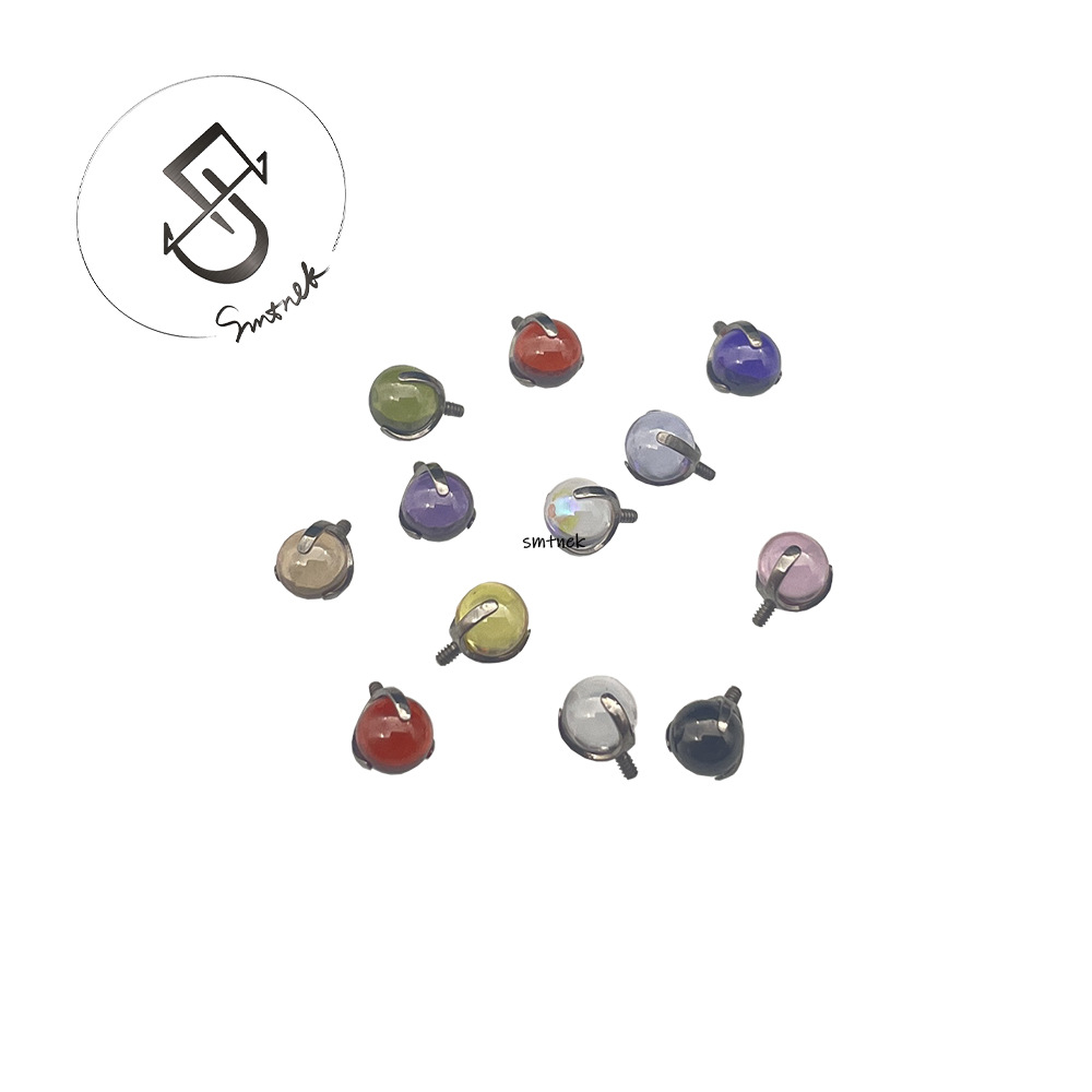 SMTNEK ASTM F-136 implanted titanium alloy three-claw zircon lip nail ear studs tongue nail jewelry accessories