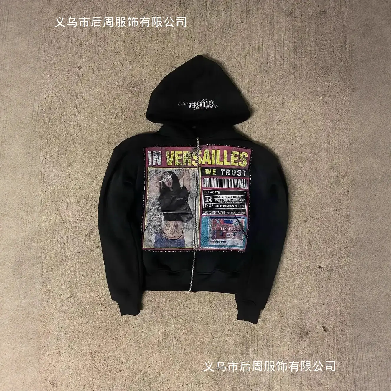 Cross-Border Street Y2K Fashion Printed Zipper Hoodie Harajuku Style Hip-Hop Loose Zipper Sweatshirt