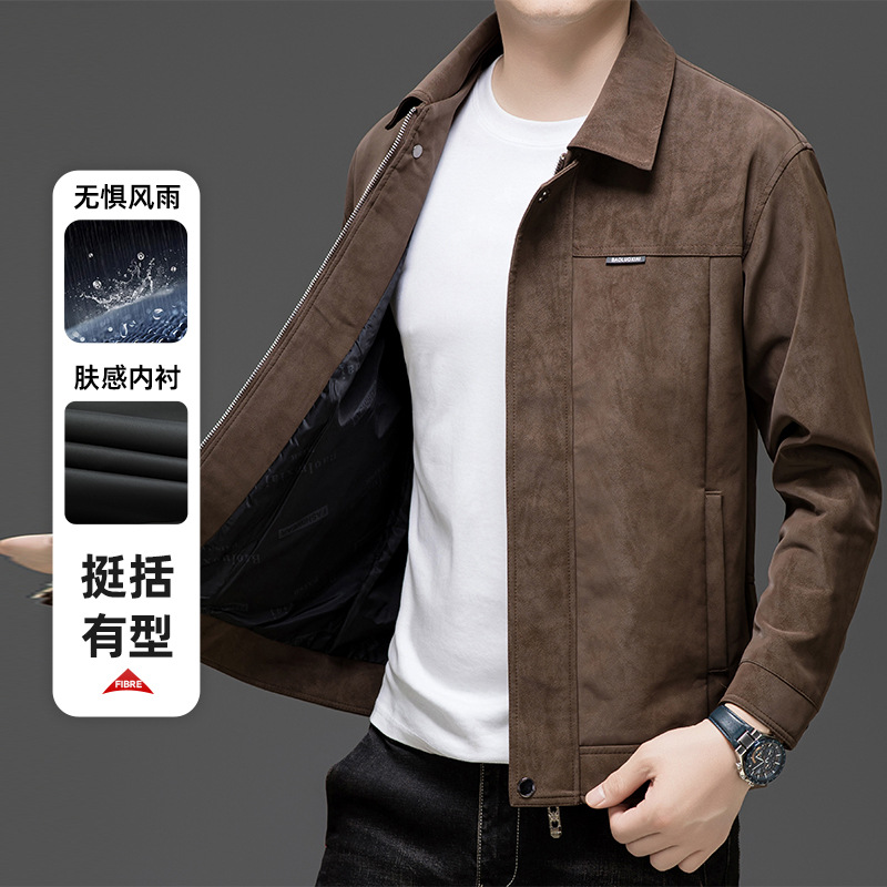 Spring and Autumn Jacket for Men 2025 New Style Cool Trendy Brand High-End Lapel Suede Winter Clothing Men's Coat