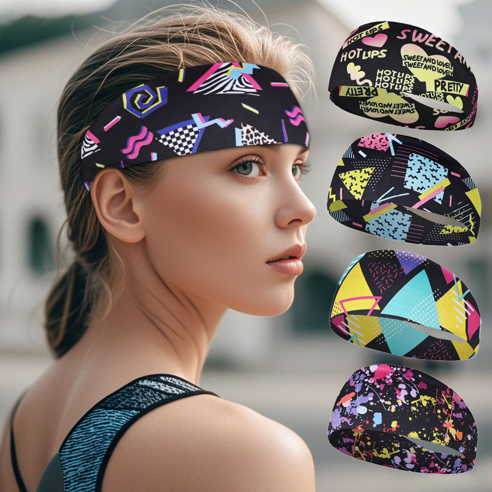 European and American Style Ice Silk Headband, Sweat-Wicking, Quick-Drying Sports Headband, Thin Women's Hairband, Running Basketball Sweat-Absorbing and Anti-Sweat Headscarf