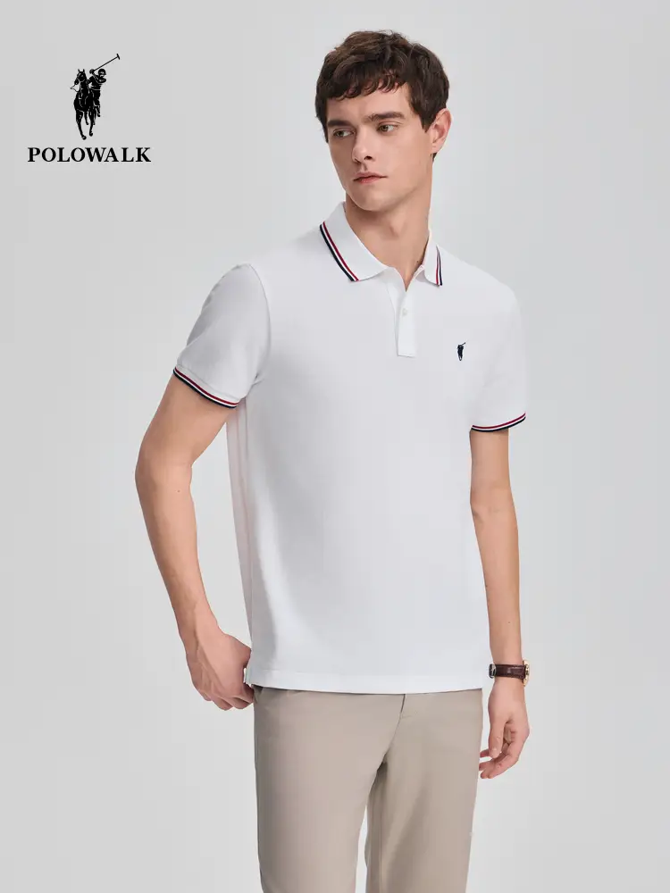 Polowwalk Men's Short Sleeve Polo Shirt 2025 Summer New Casual All-Match T-shirt Trendy Classic Tops