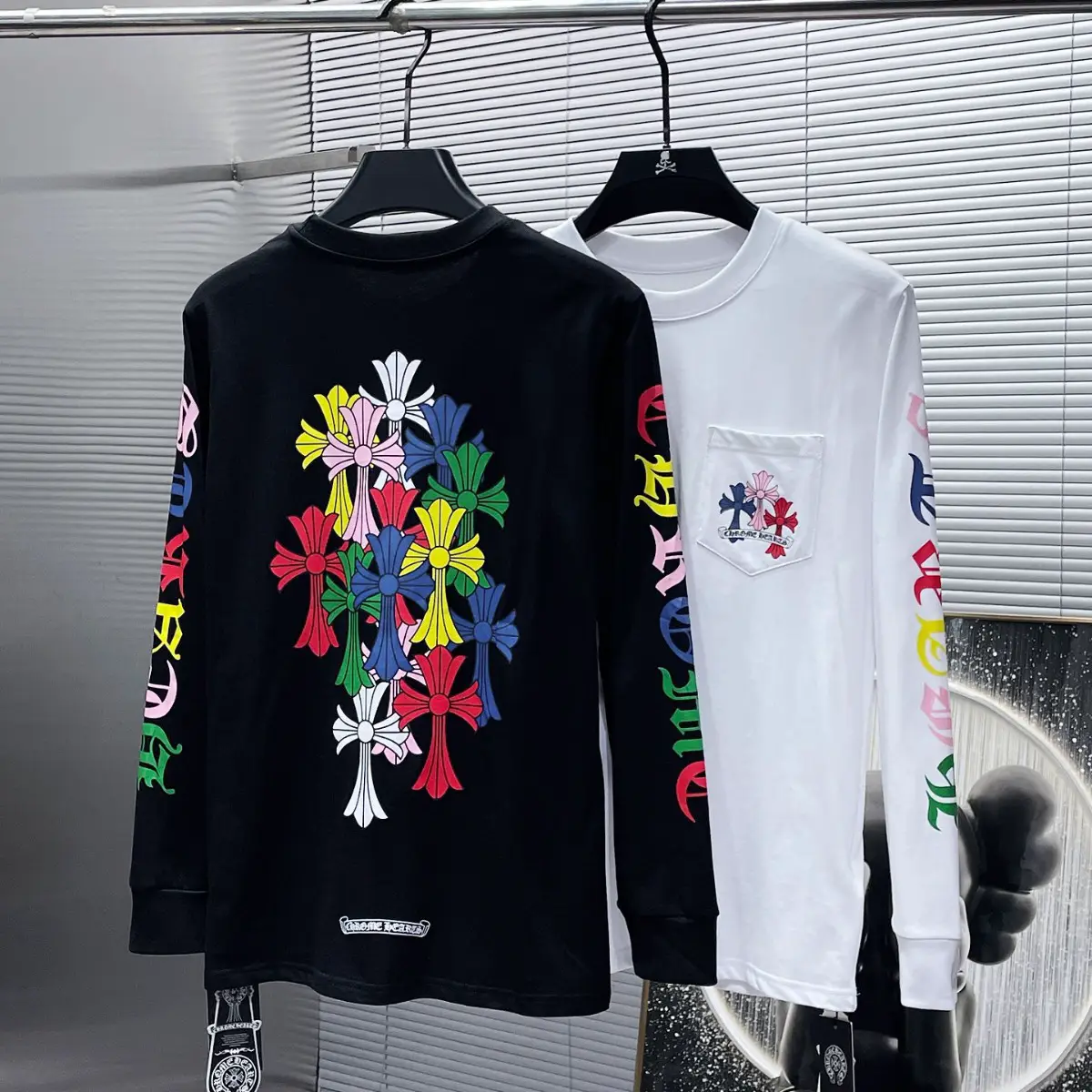 23ss correct version Chrome Hearts color cross head round neck long sleeved fashion trend for both men and women