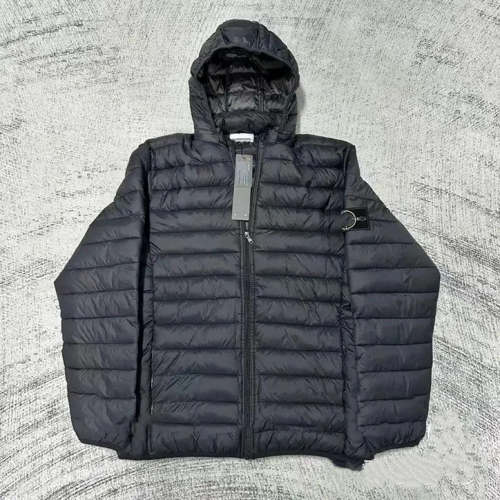 Stone Island Padded Hooded Jacket Black