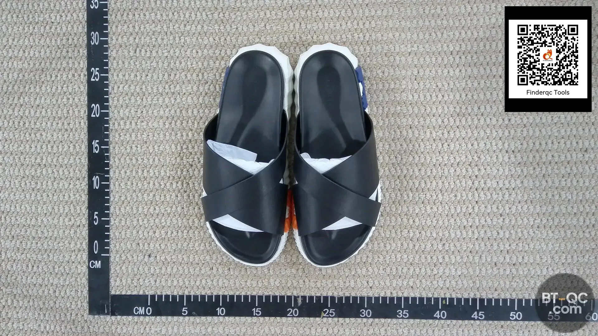 Men's Black Leather Cross Strap Slides Thick Sole Sandals