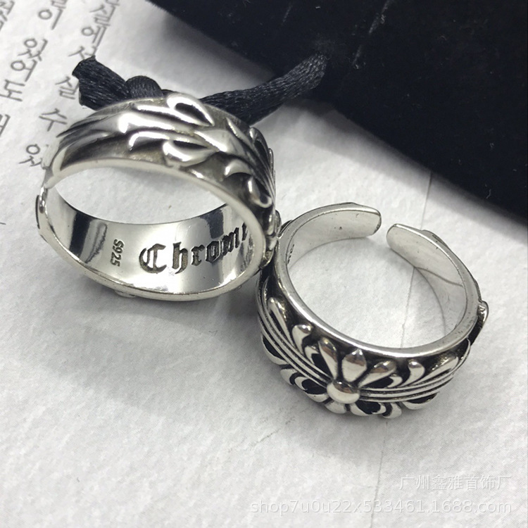 Chkeluo vintage petal pattern open couple ring European and American personality fashion style ring factory wholesale
