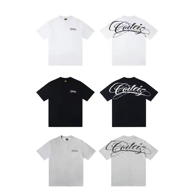 25S Cross-Border European and American Trendy Brand Alcatraz Back Letter Slogan Printed Short-Sleeved T-Shirt for Men and Women American High Street Half-Sleeve
