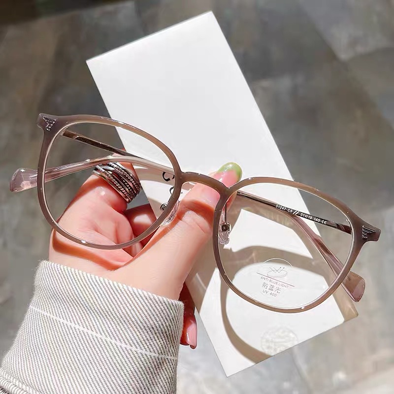 Ultra-light TR90 artistic plain beauty artifact anti-blue light myopia glasses frame men's and women's fashion ins style Danyang wholesale