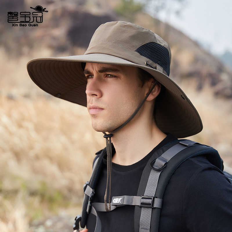 9207 Fisherman Hat Men's Summer Hat Large Brim Sunshade Outdoor Hat Mountaineering Sun Protection Breathable Sun Hat Men's Cycling