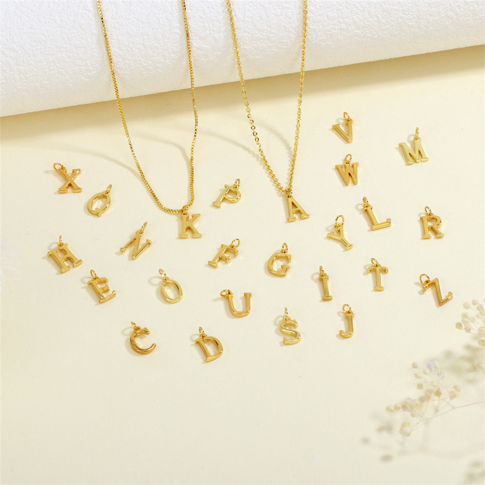 Europe and the United States new 26 English letters color pendant diy simple fashion single ring necklace accessories wholesale