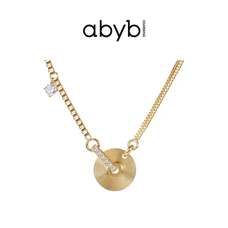 Abyb Necklace Vinyl Record Clavicle Chain Accessible Luxury Necklace Birthday Gift Sweater Chain Cuban Chain Birthday Gift