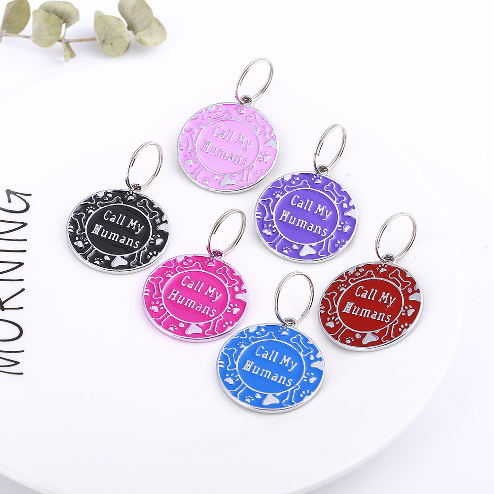 Cross-border spot fashion metal pendant anti-lost round Dog Tag pet identity card laser engraved nameplate pendant