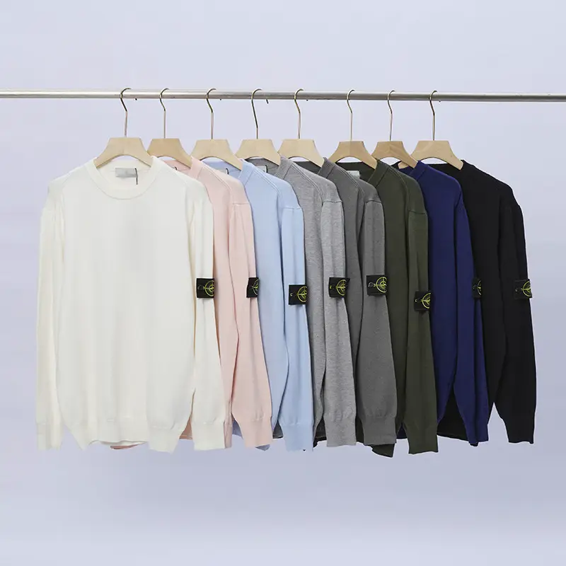 Cross-Border 25 Winter New Trendy Brand Stone Home Men's Crew Neck Knit Sweater Long-Sleeve Sweater High-End Light Luxury Base Layer