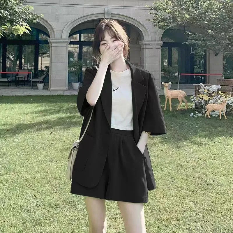 Small Suit suit Women Summer New Mid-length Fashion Casual Thin Suit suit Women Shorts Blazer
