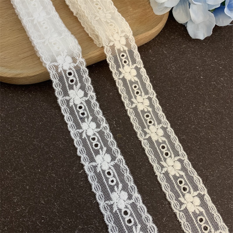 French hairband bow ribbon cotton embroidery lace children's clothing women's clothing shoulder lace accessories width 2.8cm
