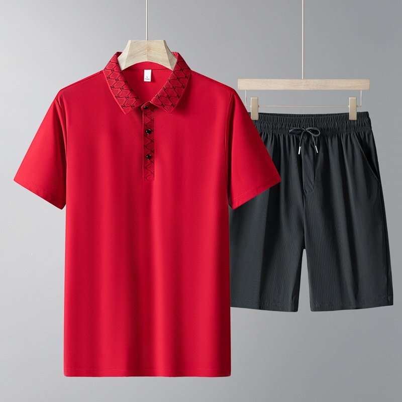 Diyu Shenlong Ice Silk Short-Sleeved Polo Shirt Men's Summer New Casual Sports Suit Middle-Aged and Elderly Dad's Sportswear