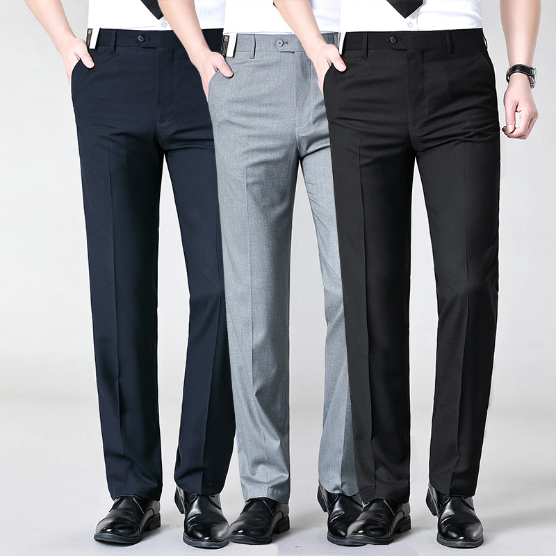 Light Luxury Jiumu Western Pants Loose-fit Mulberry Silk Casual Pants for Middle-aged and Elderly Dad Business Anti-wrinkle Non-ironing Ice Silk Men's Pants King