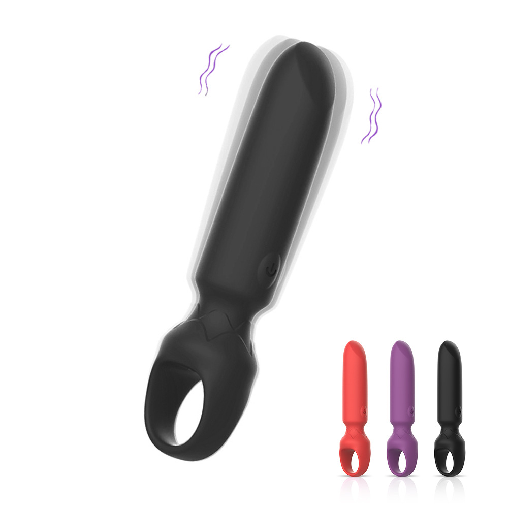 New Mini Rechargeable Lipstick Bullet Vibrator with Ring and Slanted Mouth, 10-Frequency Vibrating Female Erotic Toy Massage Stick
