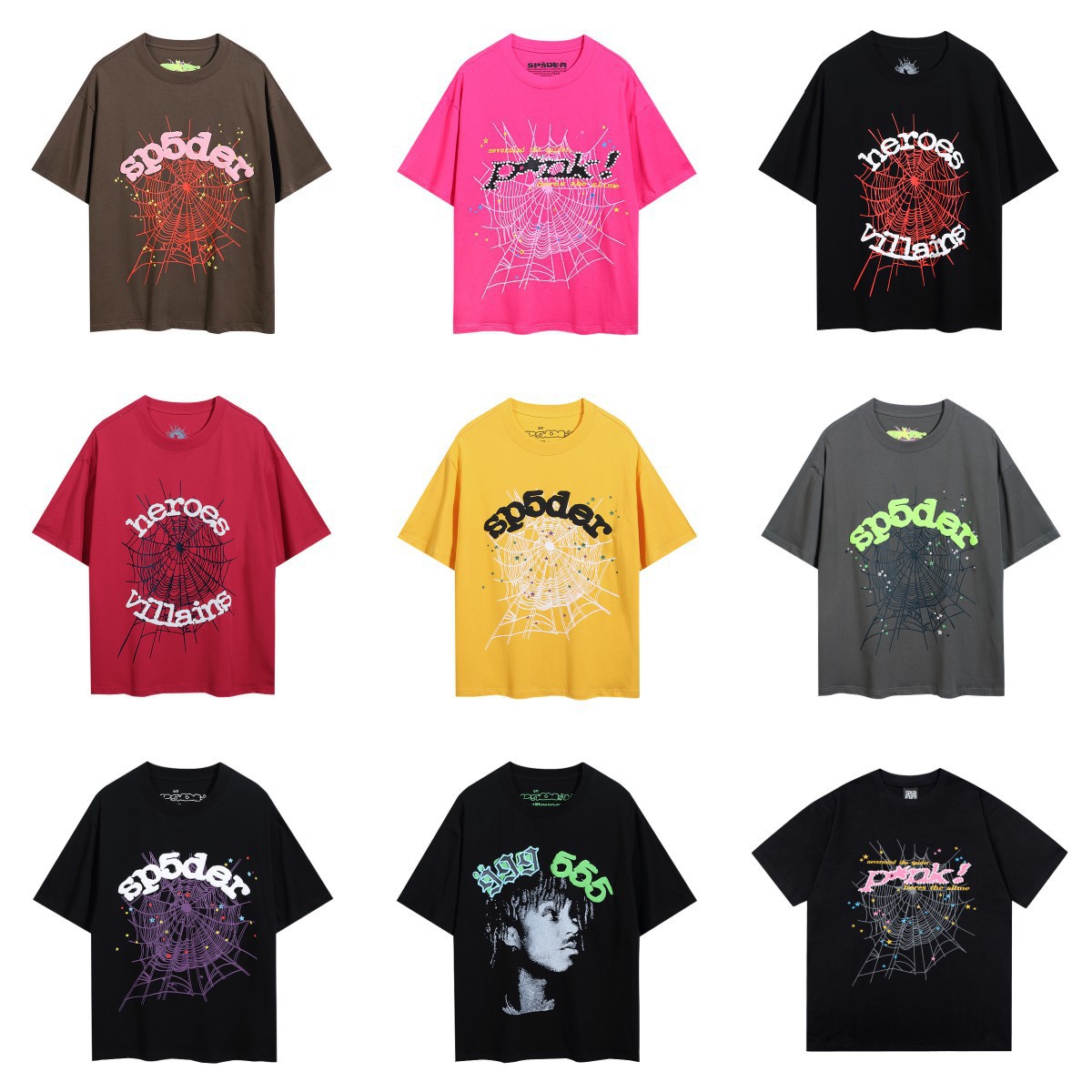 2024 new European and American fashion brand men's and women's lovers plus size loose SP5DER spider web printing short sleeve T-shirt summer QC-foto från 1688 på Qualit.ly