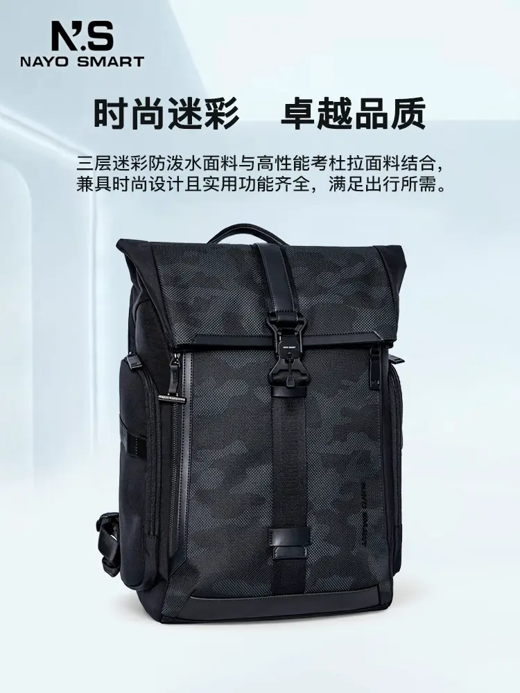 Nayo Smart Backpack Men Backpack Business Work Clothing Travel Flip Camouflage Ballistic Nylon Hermanh2
