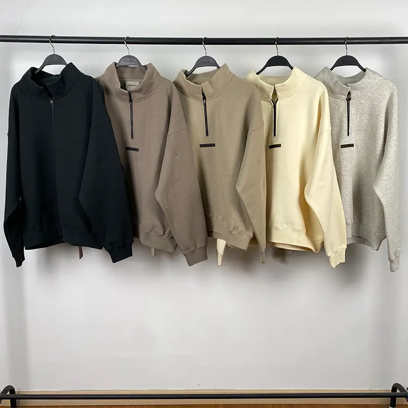 2021Ss Half-Zip Sweatshirt Essentials Sweatshirt Trendy Brand Fleece-Lined Street Cross-Border Hot Sale